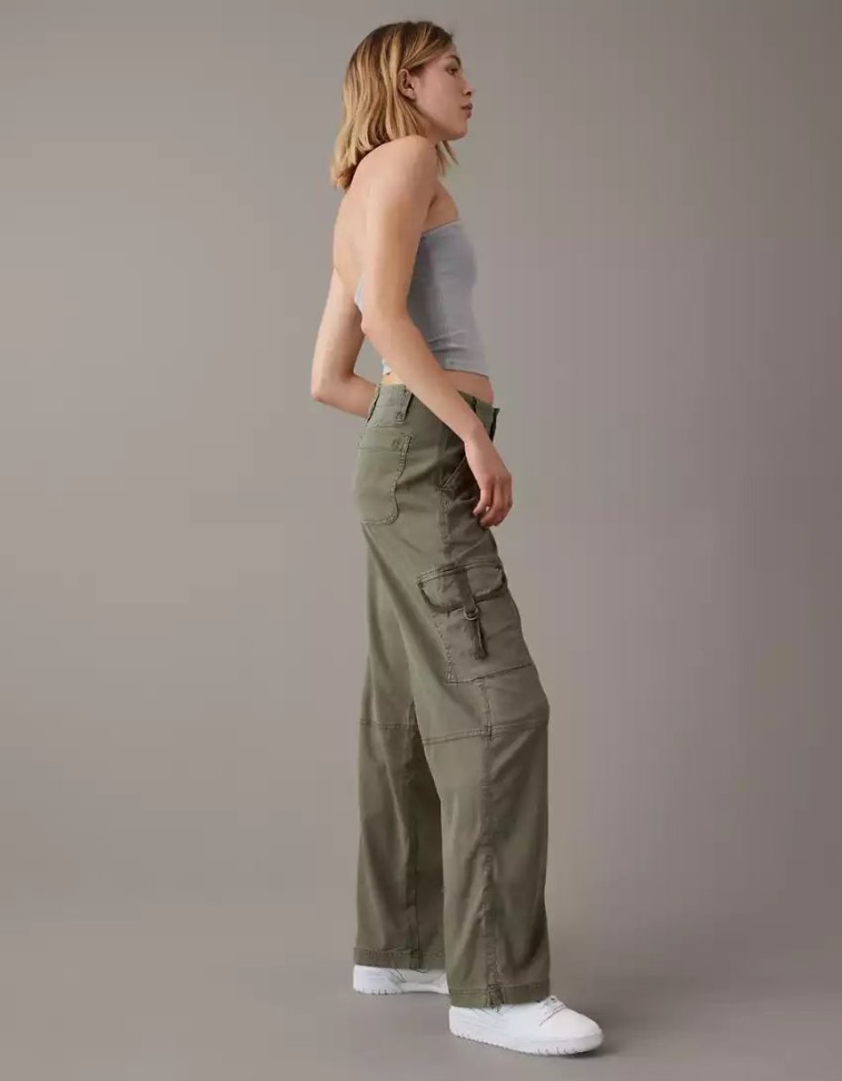 Jean American Eagle AE Dreamy Drape Stretch Super High-Waisted Cargo Baggy Larges-Leg Pant Vert Olive Femme | RRM-13457456